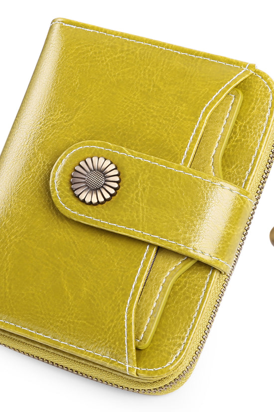 Oil Wax Genuine Leather Lady's Wallet European And American Style