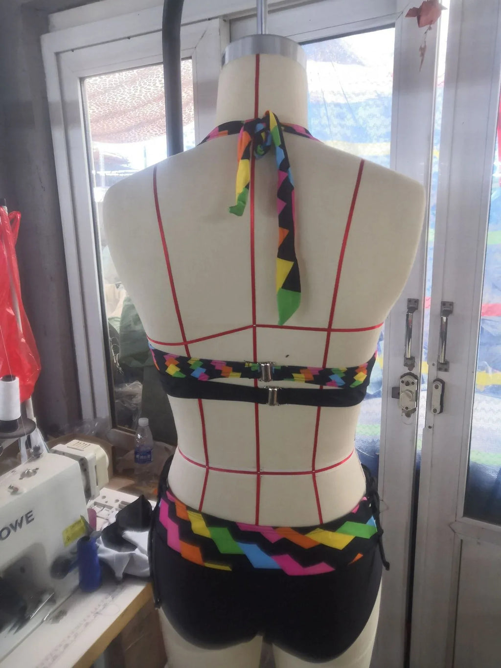 New Split Large High Waist Rainbow Striped Bikini Swimsuit - DanaFashionstore