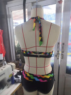 New Split Large High Waist Rainbow Striped Bikini Swimsuit - DanaFashionstore