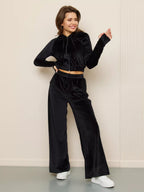 Women's European And American Fashion Casual Solid Color Zipper Cardigan Trousers Suit