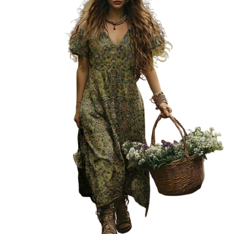 All Match Bohemian V-neck Dress - Dana Fashion