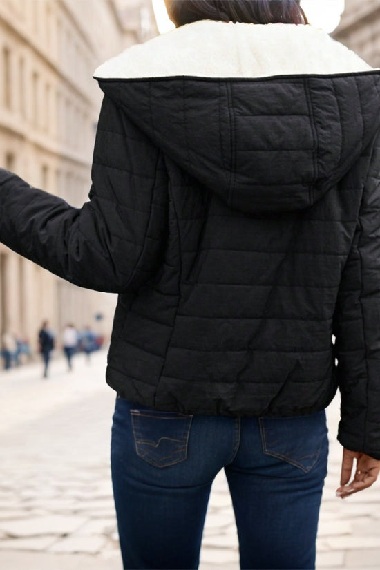 Black Casual Street Style Lightweight Warm Short Women Padded Coat