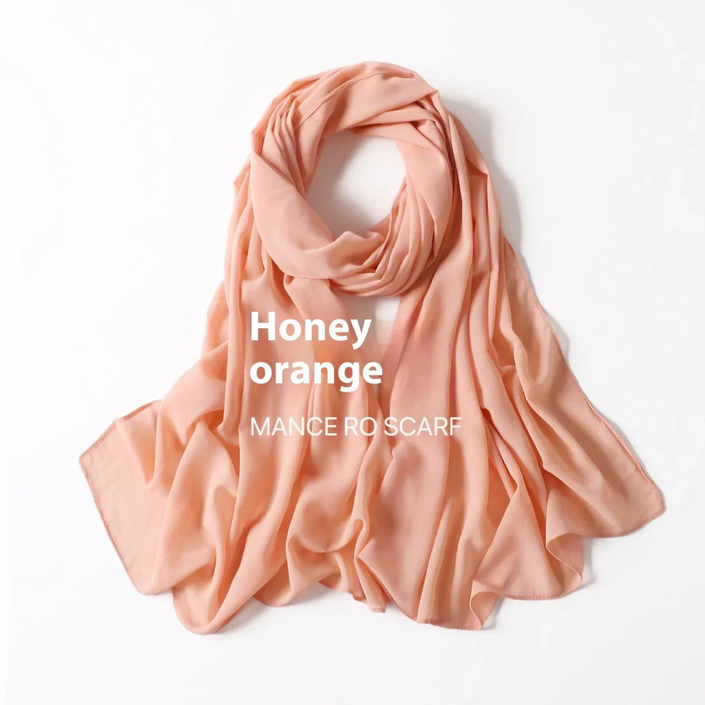 Pure Color Pearl Chiffon Scarf Headcloth Veil Chiffon Scarf - DanaFashionstore
