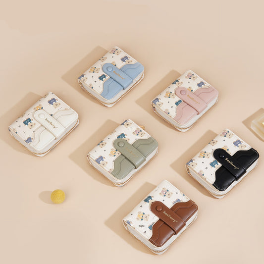 Short Little Bear Cartoon Printed Women's Wallet - Dana Fashion