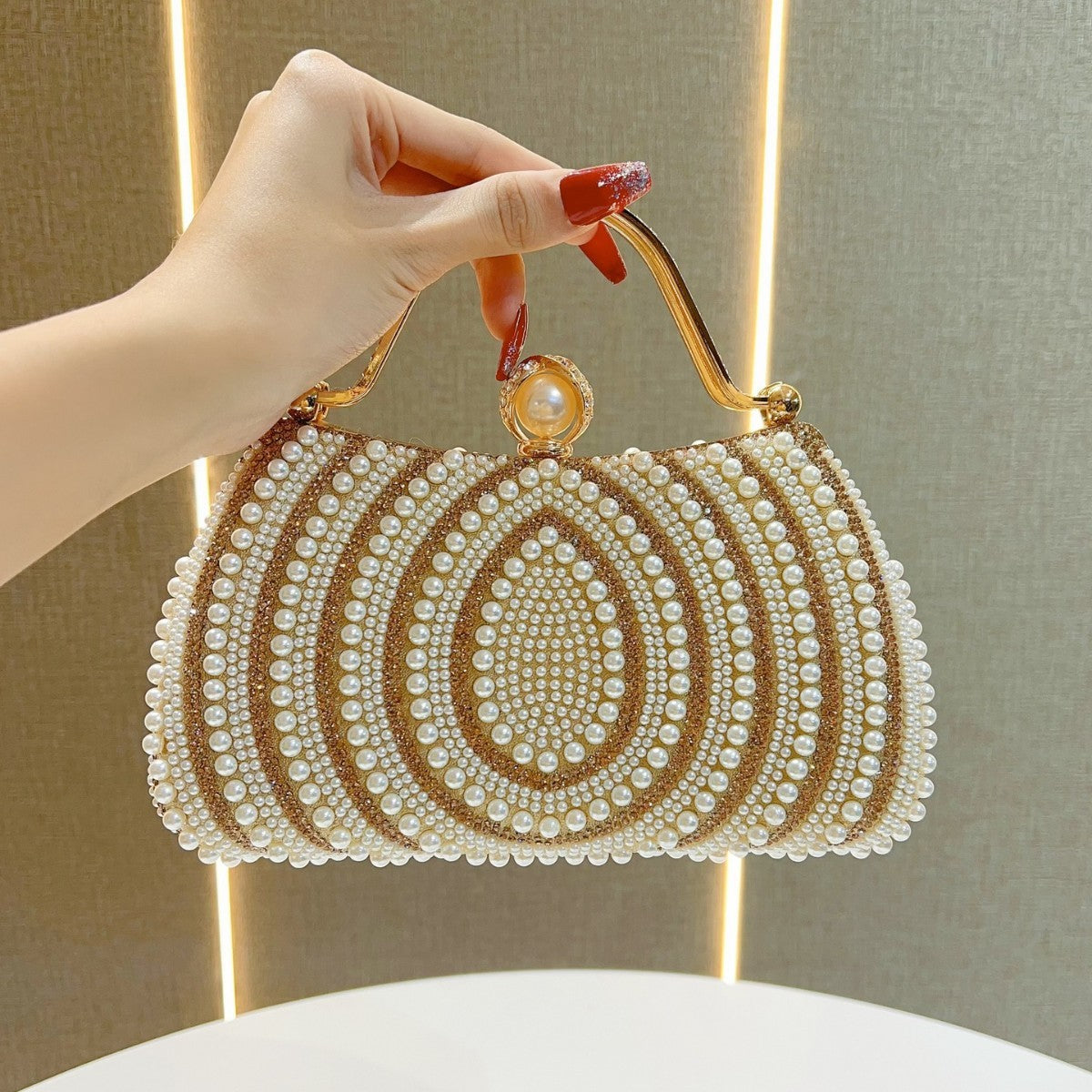 Women's Pearl Diamond Shoulder Handbag - Dana Fashion