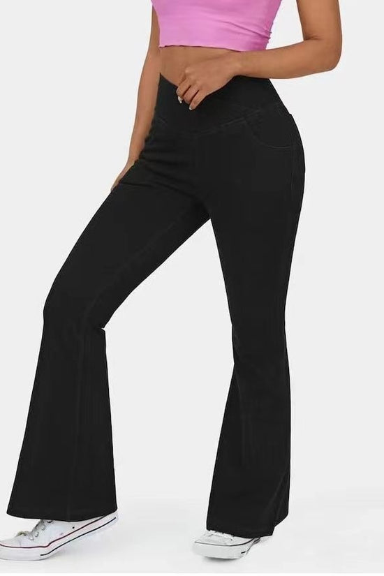 High Imitation Denim Bell-bottom Pants Cross-border Hip Lifting European And American Women Bell-bottom Pants
