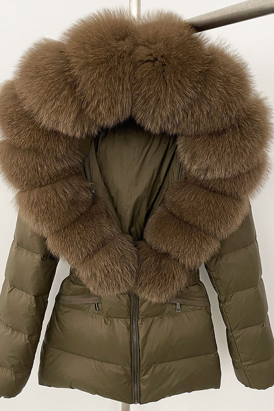 Short Women's Thickened Slim Fit Waist-tight Fur Down Jacket
