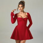 Socialite Elegant Bubble Sleeve Dress 2026 - Fitted Waist Slim Dress - DanaFashionstore