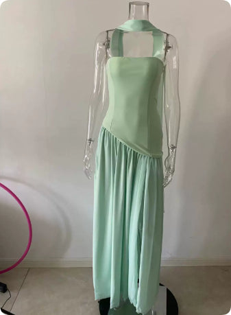Spring And Summer New Color Matching Tube Top Sexy Off-the-shoulder Dress