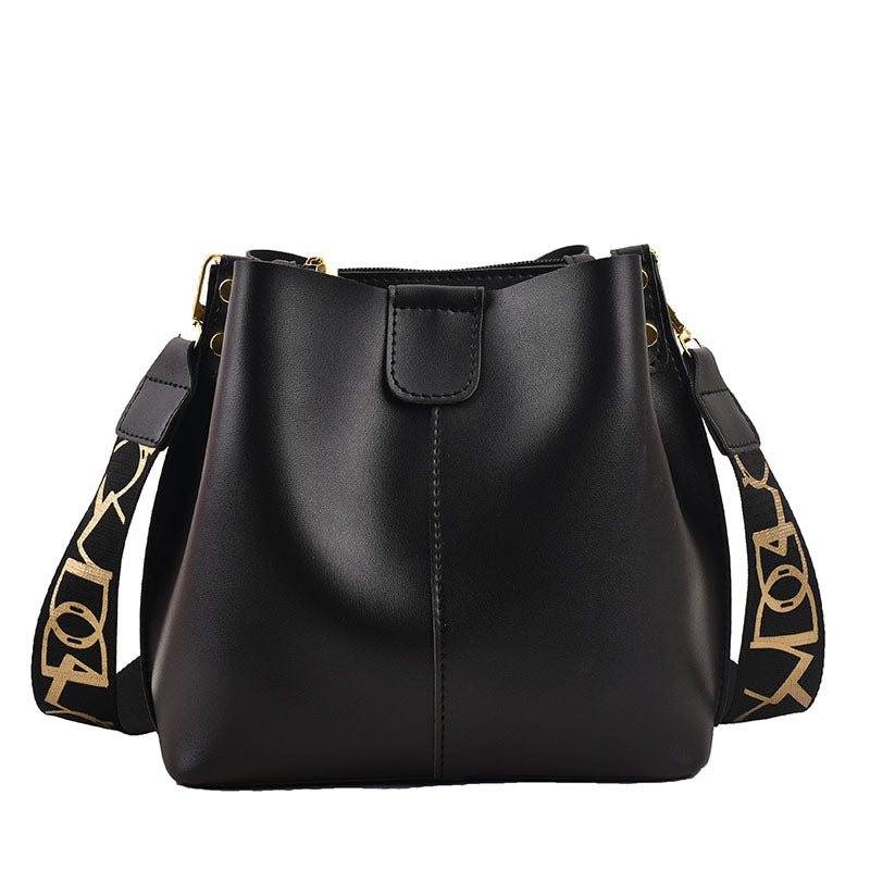 French Minority Design Simple Wide Shoulder Strap Bucket Bags Female - Dana Fashion