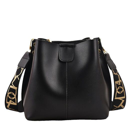 French Minority Design Simple Wide Shoulder Strap Bucket Bags Female - Dana Fashion