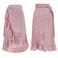 Woman Skirts High Waist Fashion Long Black Knotted Tied Wrap Floral Ruffle Chiffon A-Line Split Skirt Spring Summer Clothes - DanaFashionstore