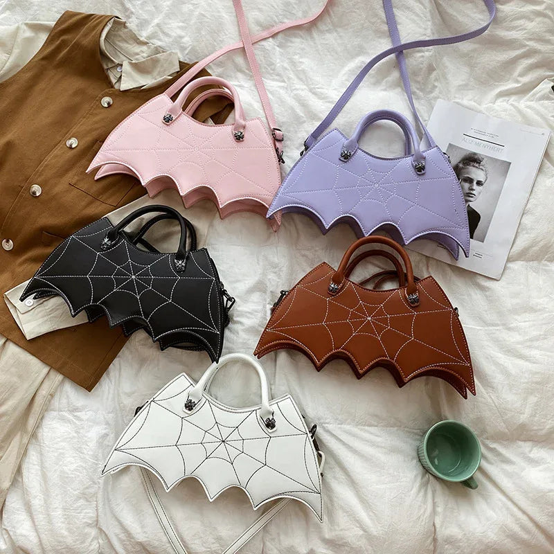 Halloween Spider Web Shape Shoulder Bags Personality Batgirl Tide Pu Handbags Fashoin Messenger Crossbody Bag - DanaFashionstore