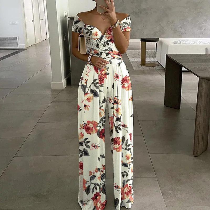 Fashion One-Shoulder Print Jumpsuit 2026 - Temperament Party Jumpsuit - DanaFashionstore