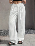 Stripe Printed Trousers Fashion High Waist Straight Leg Pants With Pocket Zipper Casual Suit Pants For Women - DanaFashionstore
