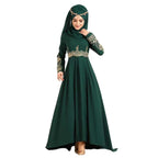 Muslim Embroidered High Waist Dress - Elegant Ethnic Graceful Slim Fit Islamic Dress - DanaFashionstore