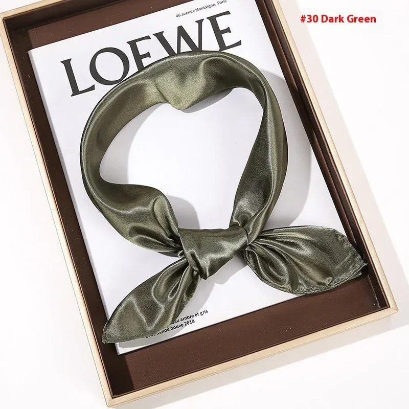 Solid Color Square Scarf Artificial Silk Small Square Towel - DanaFashionstore