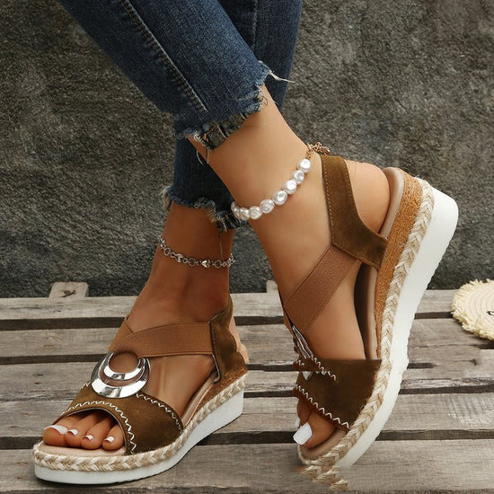 Women's Thick Sole Hemp Rope Platform Roman Sandals