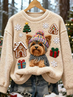 Womens Printed Christmas Flannel Hoodie Top - DanaFashionstore