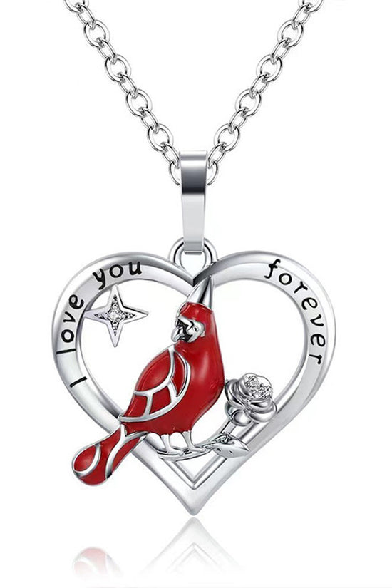 Creative Heart Shaped Cardinal Pendant Necklace, Exquisite Party Commemorative Accessory Gift Jewelry Anniversary Party Gifts, Valentine's Day Gift