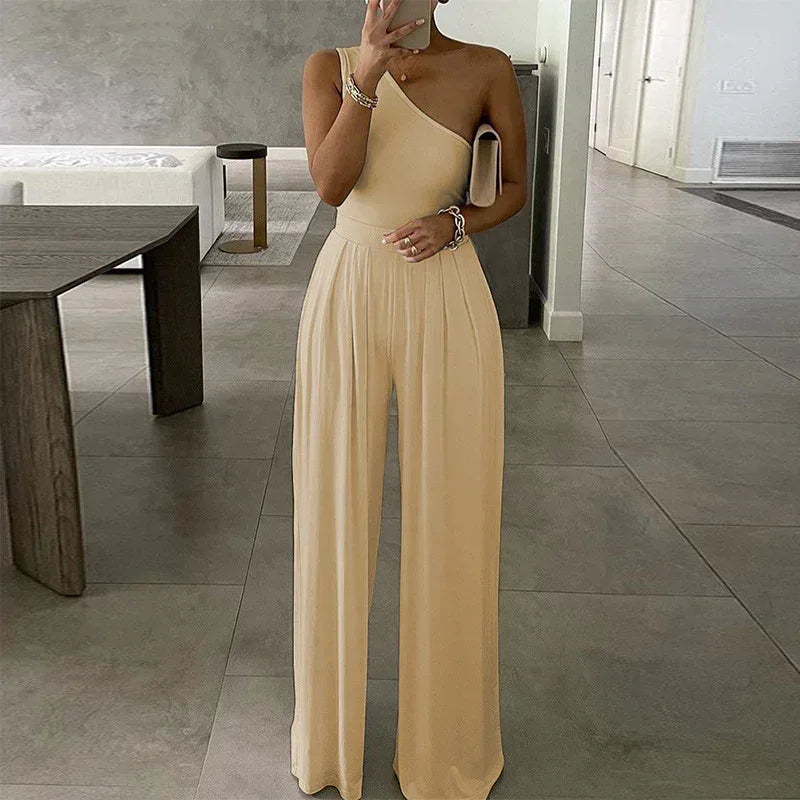 One-Shoulder Asymmetric Jumpsuit 2026 - Sleeveless Casual Jumpsuit - DanaFashionstore