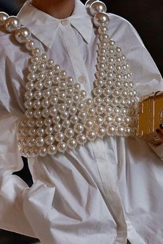 Sexy Fashion Pearl Suspender Vest