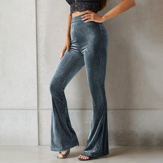 Women's Fashion Casual Striped Sunken Stripe Bell-bottom Pants - Dana Fashion