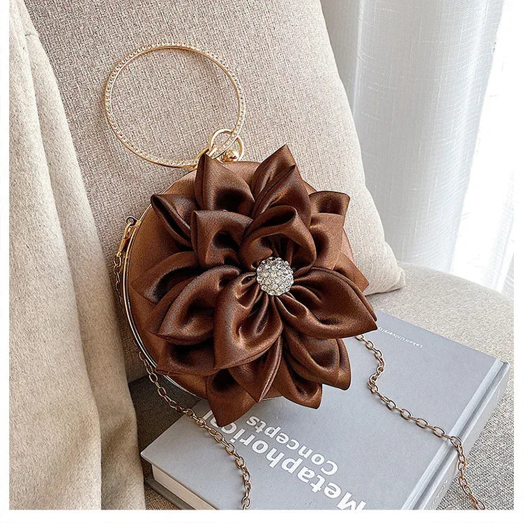 Evening Bag Flower Bag Wristlet Diamond Shoulder Messenger Bag - DanaFashionstore