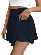 Casual Vacation Style Pleated Pure Color Elastic Waist Skirt For Women - DanaFashionstore