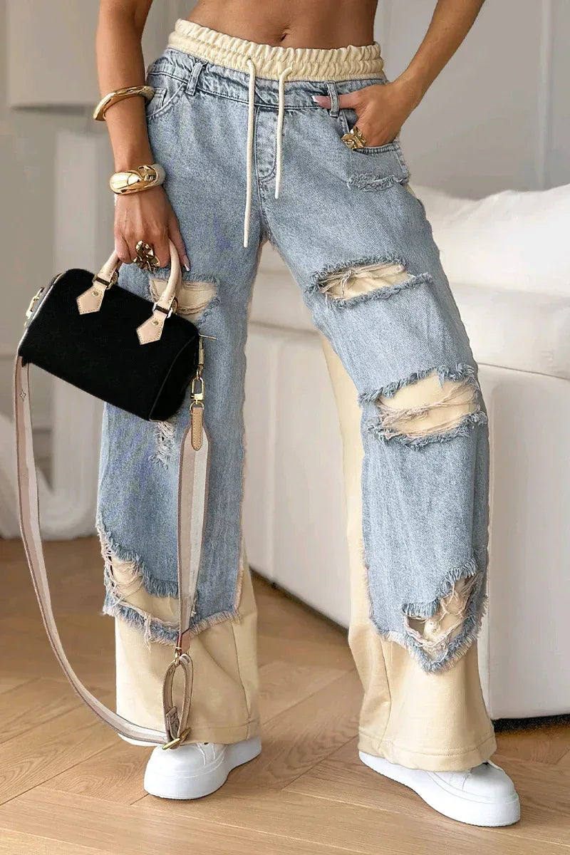 Fashion Ins European And American Street Stitching Pants - DanaFashionstore