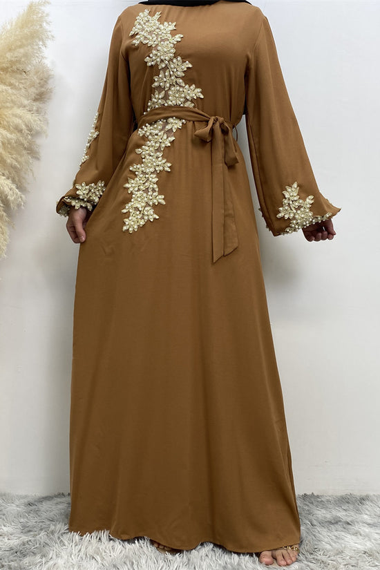 Fashion Lace Beaded Muslim Dress Women