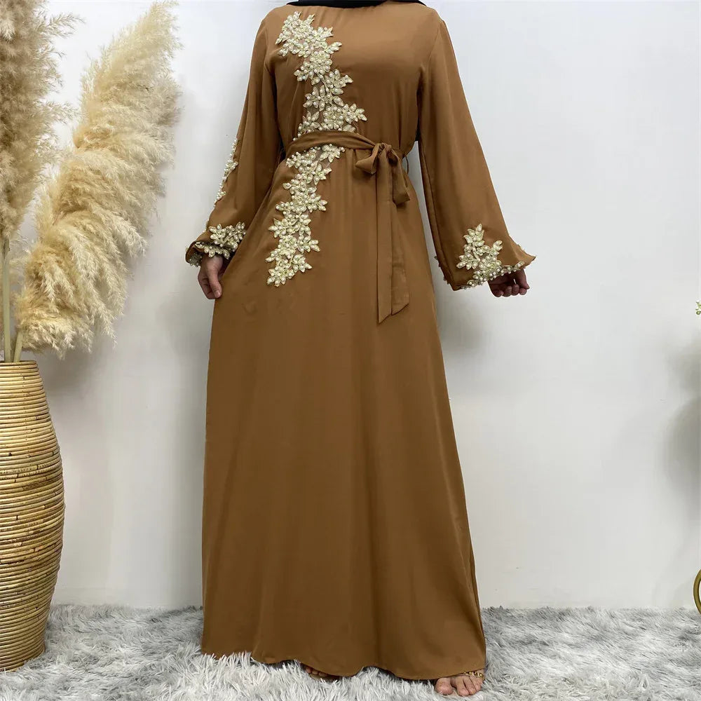 Fashion Lace Beaded Muslim Dress Women - DanaFashionstore