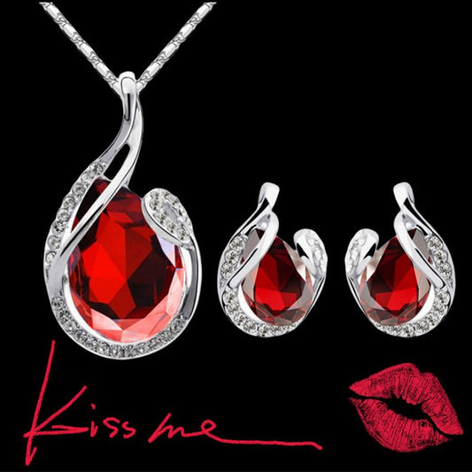 3pcs Rhinestone Necklace Set With Earrings Fashion Water-drop-shaped Jewelry For Women Valentine's Day $19.90 Dana Fashion Color: Blue Women's Accessories Overview: Unique design, stylish and beautiful. Good material, comfortable wear/use. A variety of co