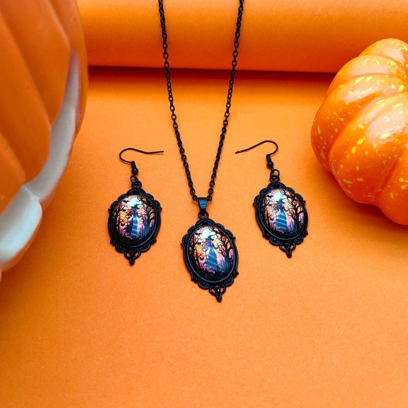 3pcs Vintage Halloween Tree Of Life And Witch Necklace Set With Earrings Alloy Pendant Jewelry $15.61 Dana Fashion Color: Style2 Women's Accessories Overview: 100% new design and high quality Must-have for fashion women Have a beautiful appearance Specifi