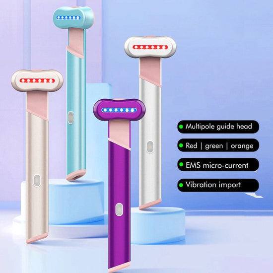 4 Colors Electric Eye Massager Red Blue Light Massage Eye Beautification Instrument Therapeutic Warmth Face Massage $50.00 Dana Fashion Specifications: English Color: Blue Beauty Tools Overview: 1. Microcurrent: Microcurrent uses low-voltage energy to sti