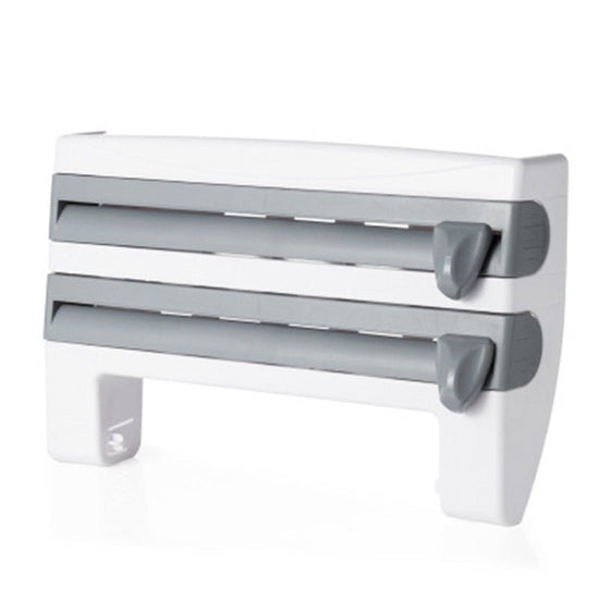 4-In-1 Kitchen Roll Holder Dispenser Kitchen Foil Film Wrap Tissue Paper 4 IN 1 Kitchen Roll Holder Dispenser $59.50 Dana Fashion Color: Brown Dana's Kitchen Overview: - Simple wall installation, screws and basic wall plugs included. - Dimensions: L 10 x