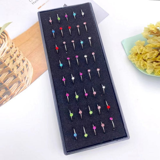 40 PCs C- Type Nose Ring Diamond With Diamond $12.28 Dana Fashion Color: Steel Color Mixing Women's Accessories Product information: Type: Type C nose ring Treatment Process: Diamond Color: steel color white diamond, steel color mixing Applicable occasion