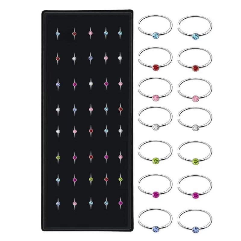 40 PCs C- Type Nose Ring Diamond With Diamond $12.28 Dana Fashion Color: Steel Color Mixing Women's Accessories Product information: Type: Type C nose ring Treatment Process: Diamond Color: steel color white diamond, steel color mixing Applicable occasion