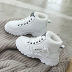 Fleece Lace-up Boots Winter Warm Short Plush High-top Shoes - DanaFashionstore