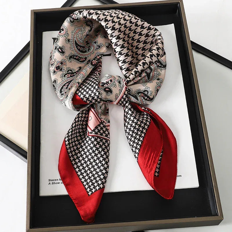 Artificial Silk Striped High-grade Korean Style Stylish Beach Arm Bag Silk Scarf - DanaFashionstore