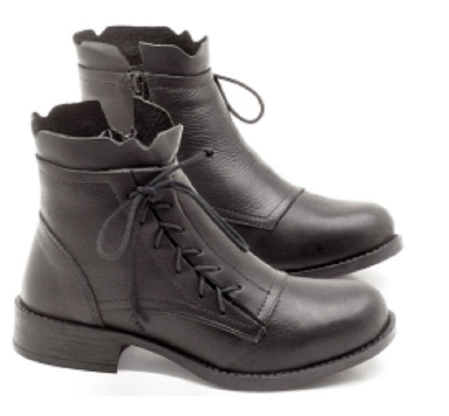 Lace low heel boots lace up Martin boots