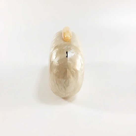 Women's Oval Acrylic Solid Color Pearly Evening Bag - DanaFashionstore