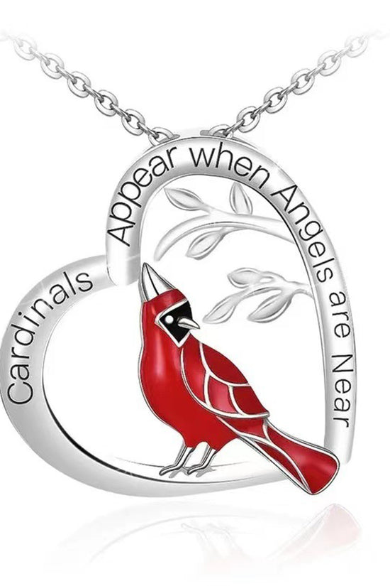 Creative Heart Shaped Cardinal Pendant Necklace, Exquisite Party Commemorative Accessory Gift Jewelry Anniversary Party Gifts, Valentine's Day Gift