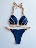 New Solid Color Lace-up Bikini Swimsuit