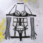 Summer Transparent Mesh Body Shaping Split Adjustment Type Sexy Lingerie Set - DanaFashionstore