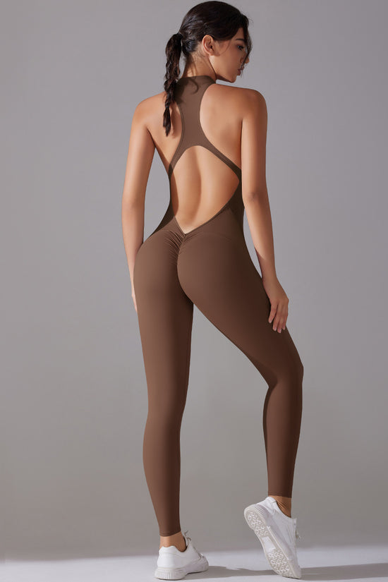 Solid Beauty-back Long Pants Jumpsuit Yoga Fitness Running Dance Slim Bodysuit Women Sports Clothing