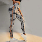 Hollow Tie Dye Printed Yoga Pants High Waist Butt Lift Seamless Sports Gym Fitness Leggings Slim Pants For Women Tight Trousers - DanaFashionstore