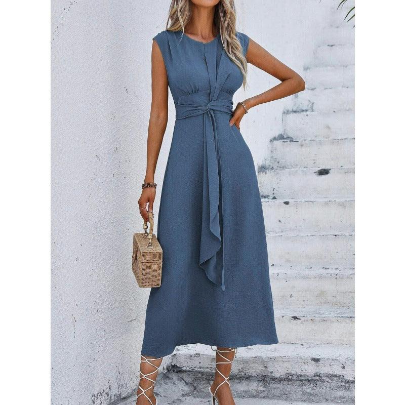 Solid Color Waist-Tight Tied Dress Women 2026 - Bodycon Wrap Dress - DanaFashionstore