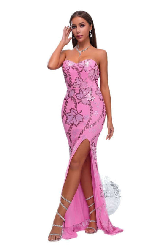 Wrapped Chest Off-neck Sheath Sequined Banquet Fishtail Evening Dress $107.83 Dana Fashion Color: Pink Size: L Baby & Mother Product information: Skirt type: hip skirt Color: Pink Size: S,M,L,XL Style type: Elegant Popular elements: Sequins Style: Basic F