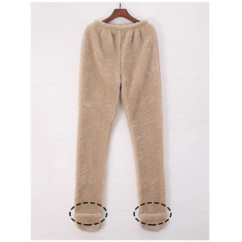 Women Coral Fleece Socks Leggings Winter Warm Sleepwear Ankles Knees Guard Women Home Pants Thick Pajamas Pant - DanaFashionstore
